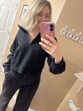 Women’s Black Half-Zip Crew Sweatshirt